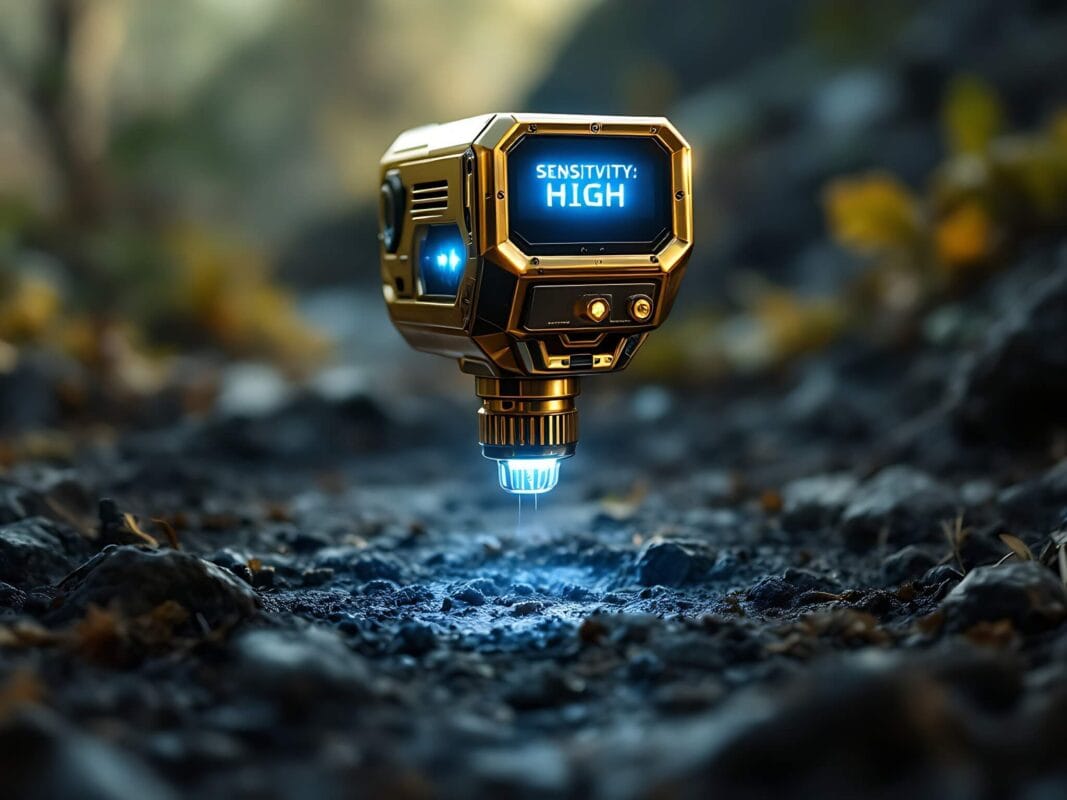 Close-up view of a high-tech gold detector in use