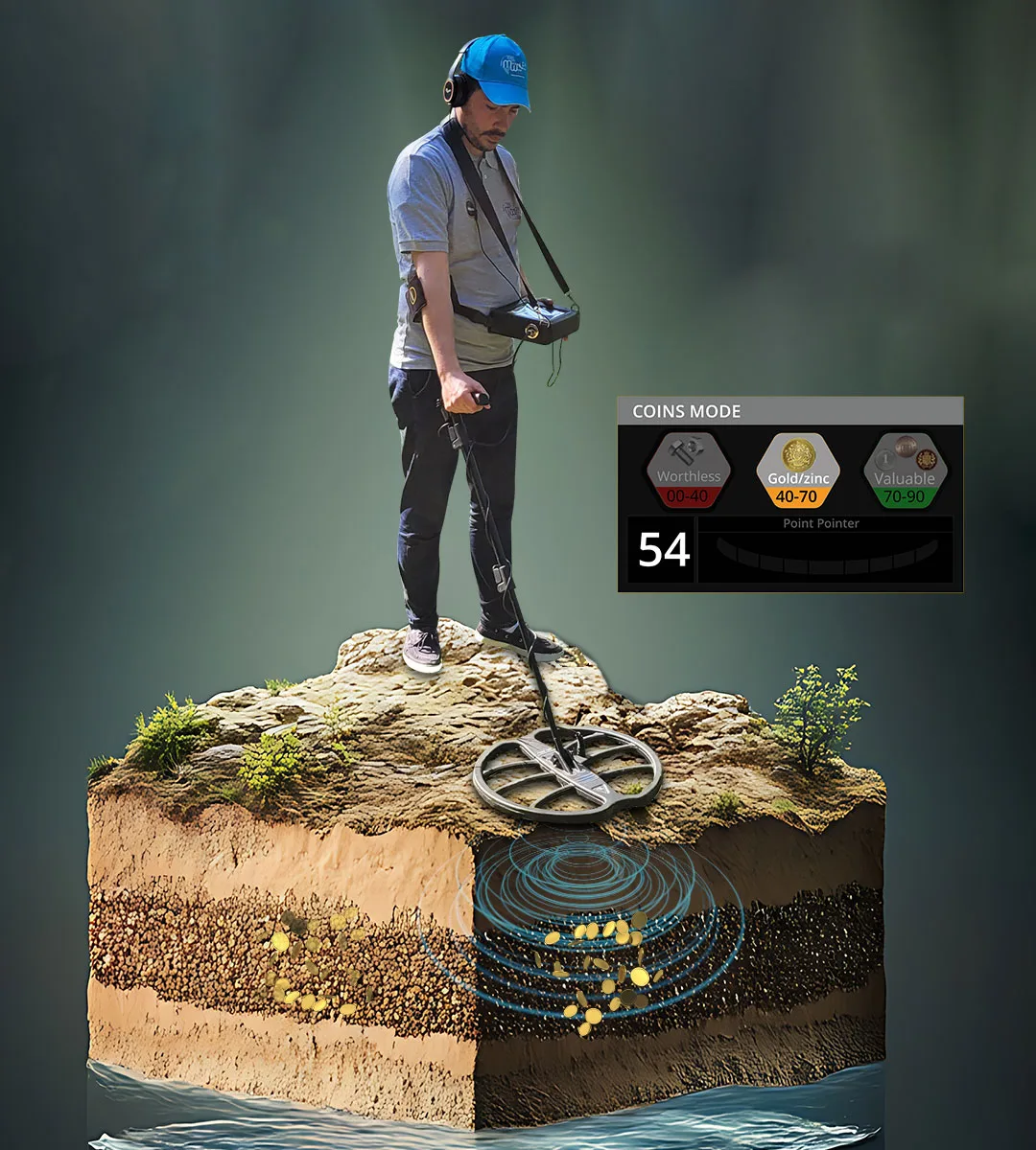 Gold detector device displayed before purchase evaluation / FALK