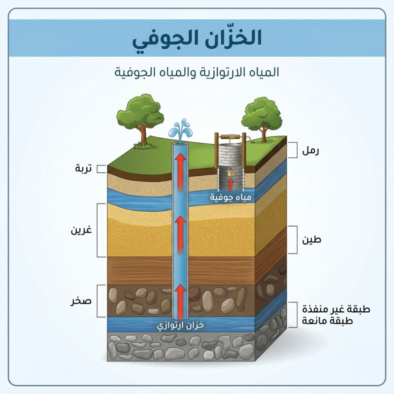 الفرق بين المياه الجوفية والارتوازية